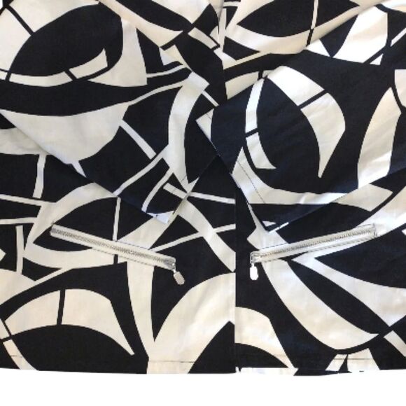 Chico's Black White Geo Print Open Front Quarter Sleeve Cotton Stretch Jacket L - Picture 9 of 13